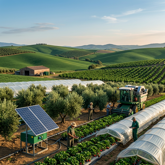 Campos agrícolas modernos en Andalucía